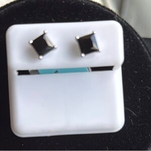 Elegant Black Onyx Square Stud Earrings